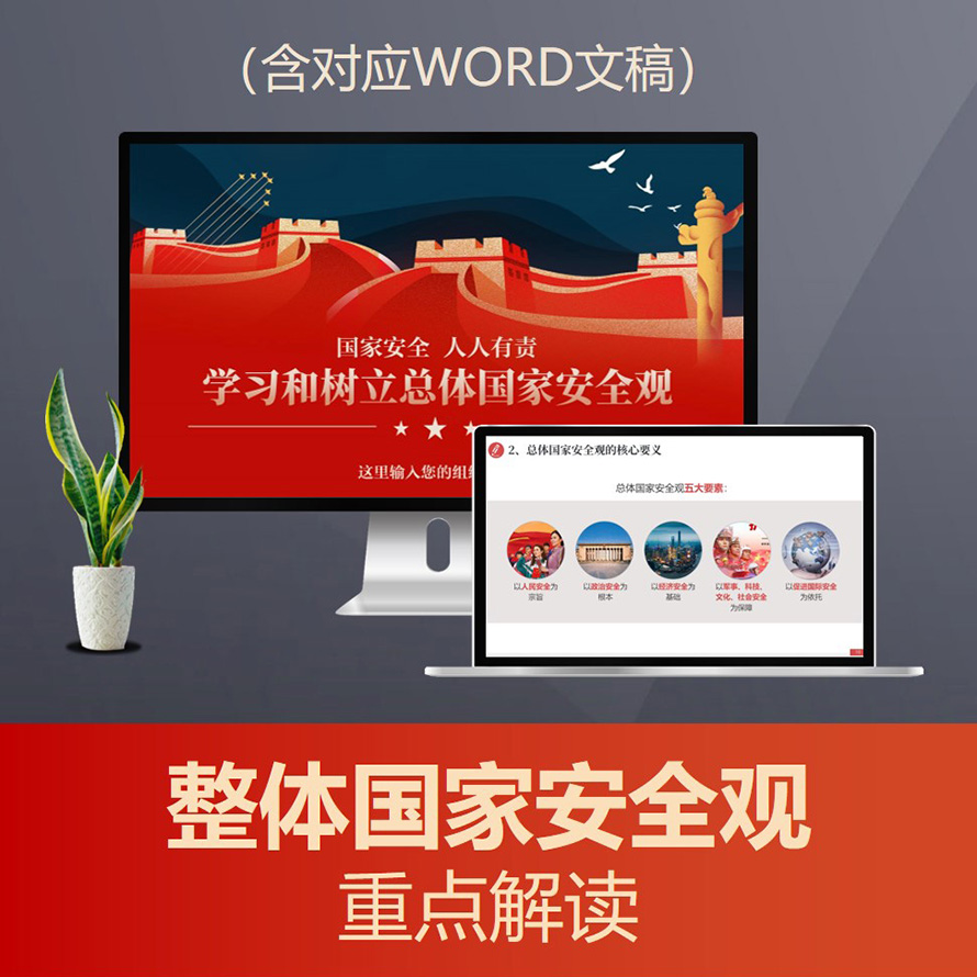 PPT196树立整体国家安全观党课ppt 党员爱国主义教育党课PPT课件