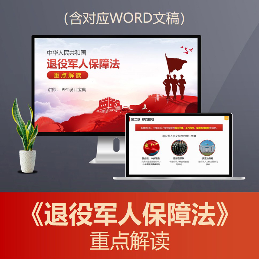 PPT197 退役军人保障法重点解读ppt 拥军优属政策法律思维普法PPT