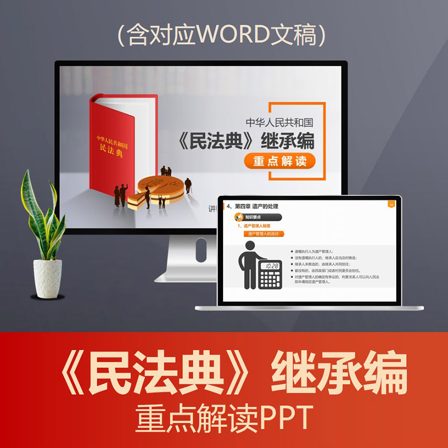 PPT202 民法典继承编重点解读PPT 遗产继承案例法律权益思维普法PPT模板