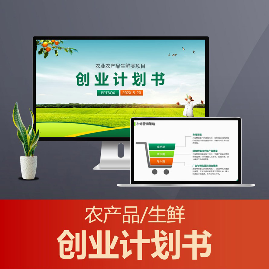 PPT224农业生鲜养殖创业计划书PPT 绿色食品商业计划书PPT