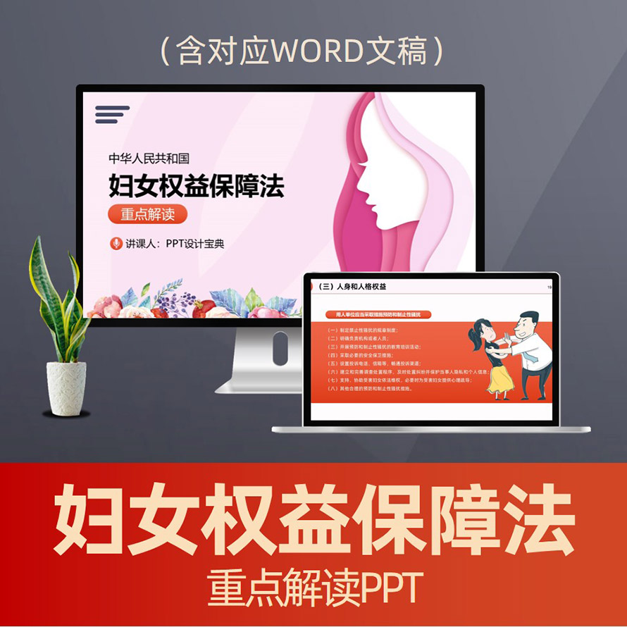 PPT262妇女权益保障法重点解读PPT 女职工维权妇联三八法律普法PPT课件
