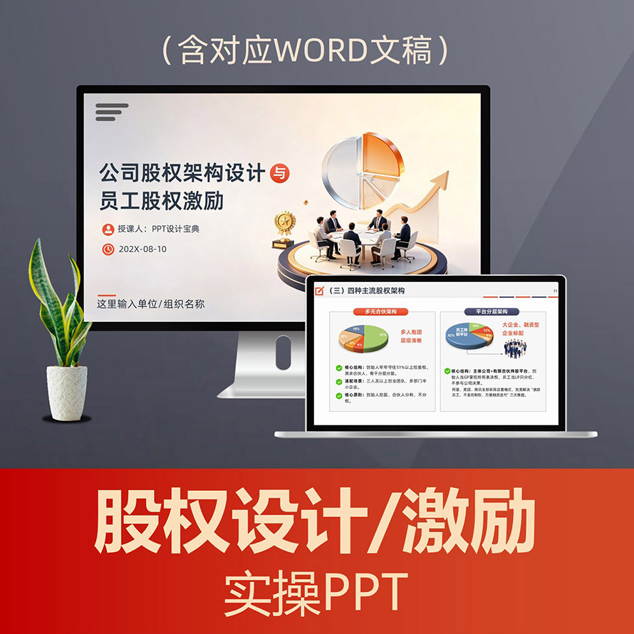PPT347股权架构设计与股权激励方案PPT课件，新公司法合规创始人老板必备